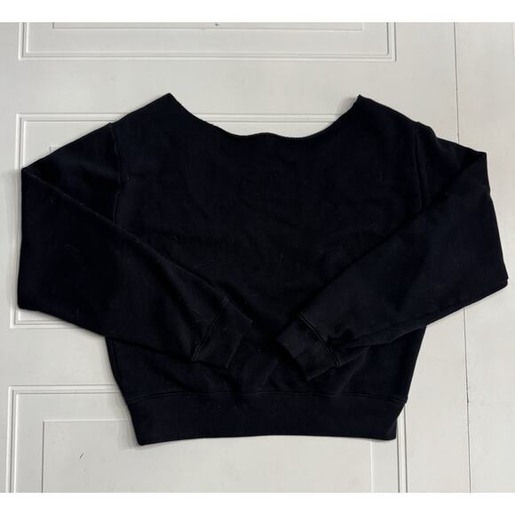 PINK Victorias Secret Black White Everyday Lounge Off The Shoulder Sweater Sz M - Picture 5 of 5